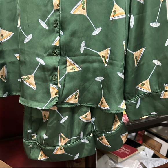 Show Me Your Mumu Tini Time Pajamas Set Green Martini Print Women’s L - Picture 5 of 12